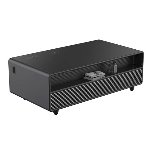 FORNO Evoluto 51" Smart Coffee Table – Dual Fridge Drawers, Bluetooth Audio, Wireless Charging, RGB Light in Black, FCTFR7006-51BLK