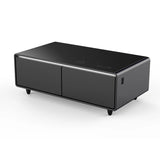 FORNO Evoluto 51" Smart Coffee Table – Dual Fridge Drawers, Bluetooth Audio, Wireless Charging, RGB Light in Black, FCTFR7006-51BLK