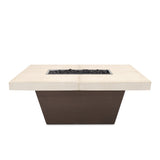 The Outdoor Plus Tacoma Wood Grain Concrete and Steel Fire Table plus Free Cover