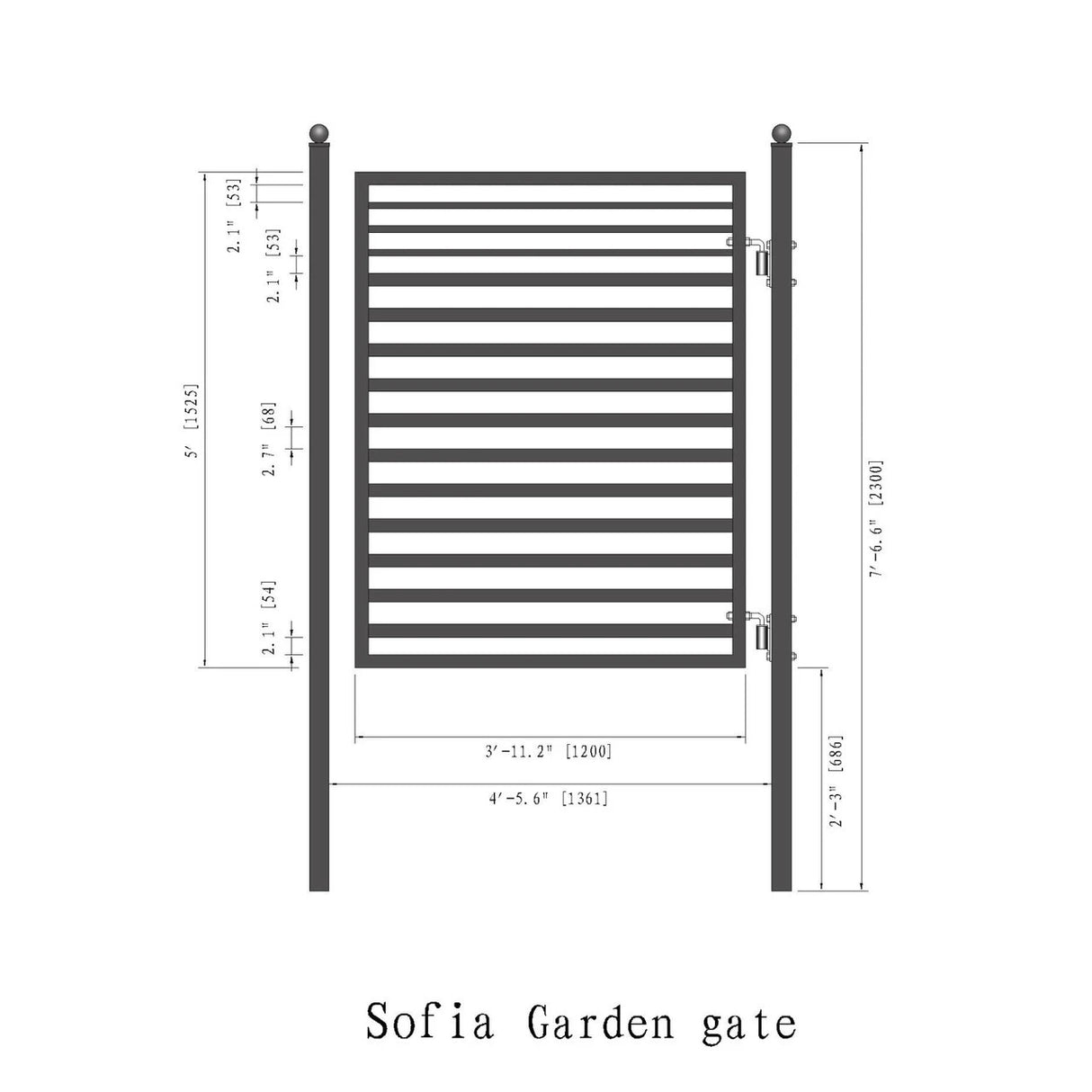 Aleko Steel Dual Swing Driveway Gate with Pedestrian Gate – Sofia Style - 14 ft.