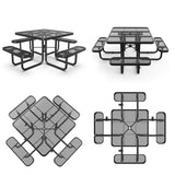 46" Square Picnic Table With Umbrella Hole