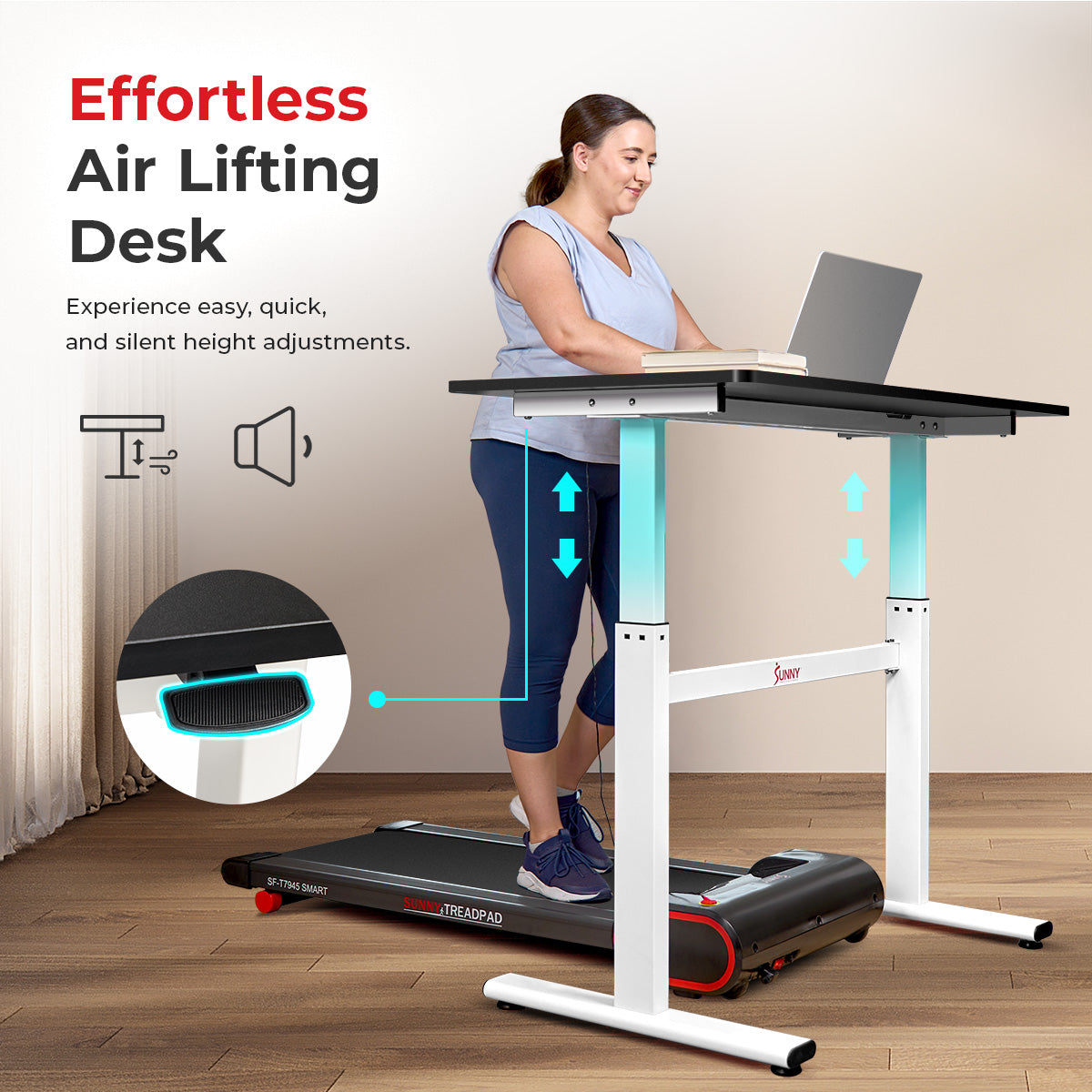 Sunny Health & Fitness Multi -Purpose Air-Drive Adjustable Standing Desk