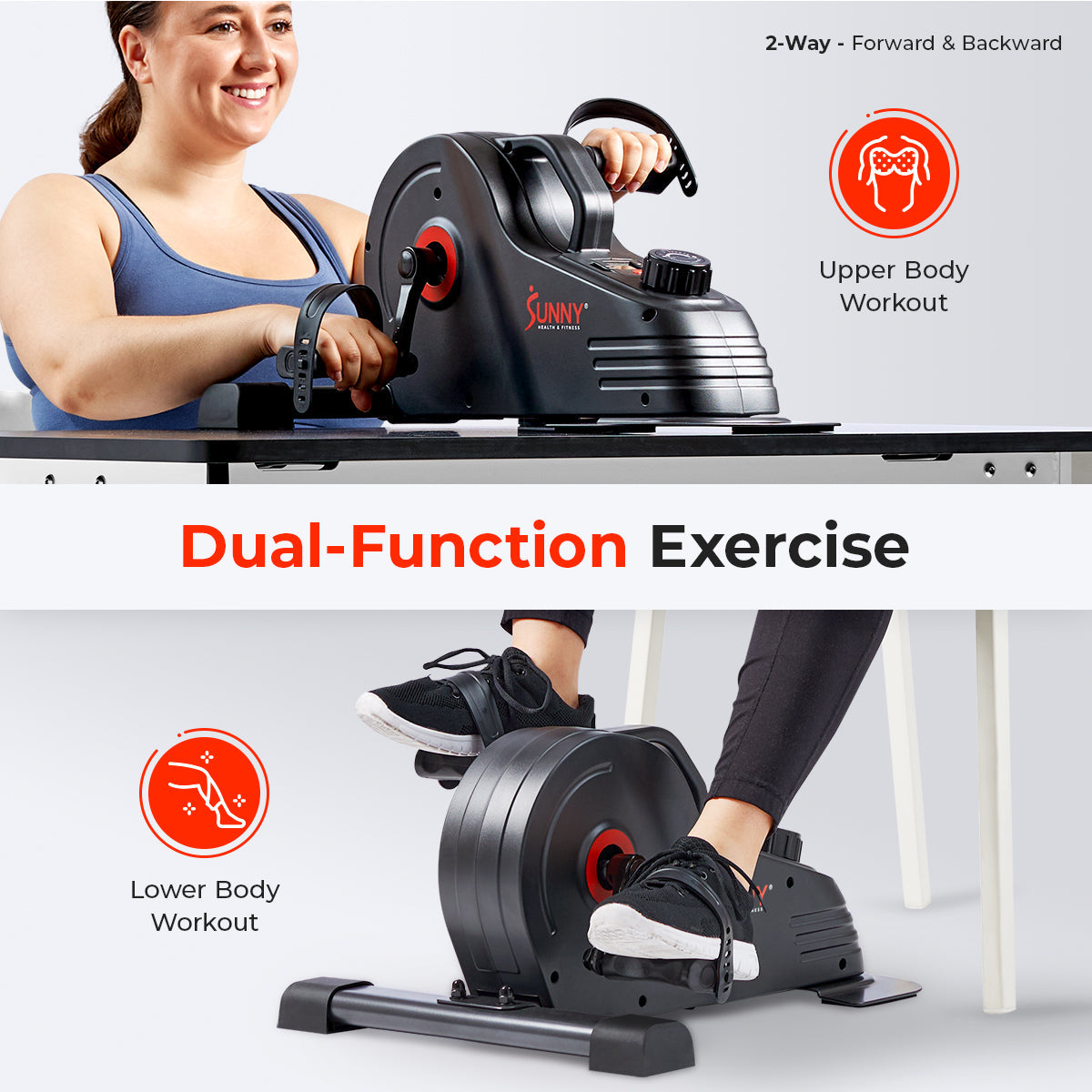 Sunny Health & Fitness Smart Low-profile Magnetic Mini Exercise Bike