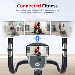 Sunny Health & Fitness Essentials Series Magnetic Smart Recumbent Bike with Exclusive SunnyFit® App Enhanced Bluetooth Connectivity