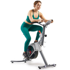 Sunny Health & Fitness Smart Two-stage Transmission Magnetic Belt Drive Upright Exercise Bike