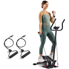 Sunny Health & Fitness Smart Stand Mini Elliptical Exercise Trainer with Handle Bar