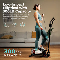 Sunny Health & Fitness Smart Stand Mini Elliptical Exercise Trainer with Handle Bar