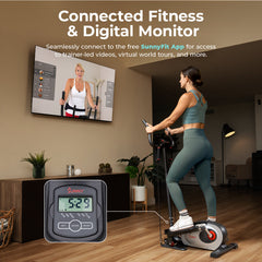 Sunny Health & Fitness Smart Stand Mini Elliptical Exercise Trainer with Handle Bar