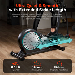 Sunny Health & Fitness Pro Smart Elliptical Trainer With 15 Levels of Magnetic Resistance