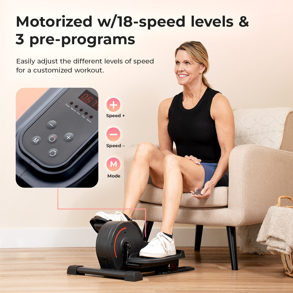 Sunny Health & Fitness Smart Motorized Under Desk Mini Elliptical