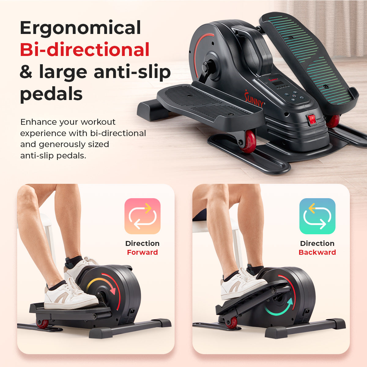 Sunny Health & Fitness Smart Motorized Under Desk Mini Elliptical