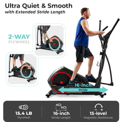 Sunny Health & Fitness Smart Heavy-Duty Elliptical Training Machine