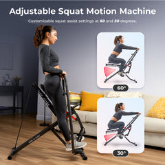 Sunny Health & Fitness Smart Full Motion Upright Row-N-Ride® Squat Assist Trainer Machine