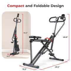 Sunny Health & Fitness Smart Upright Row-N-Ride® Squat Assist Trainer Machine for Abs and Glute Workout