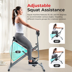 Sunny Health & Fitness Upright Row-N-Ride® Squat Assist Trainer Machine for Abs and Glute Workout