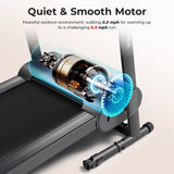 Sunny Health Fitness Compact Motorized Smart Treadmill with Easy Assembly & Folding