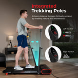 Sunny Health & Fitness Under Desk Walking Pad Smart Treadmill With Hiking Pole