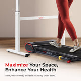 Sunny Health & Fitness Under Desk Walking Pad Smart Treadmill With Hiking Pole