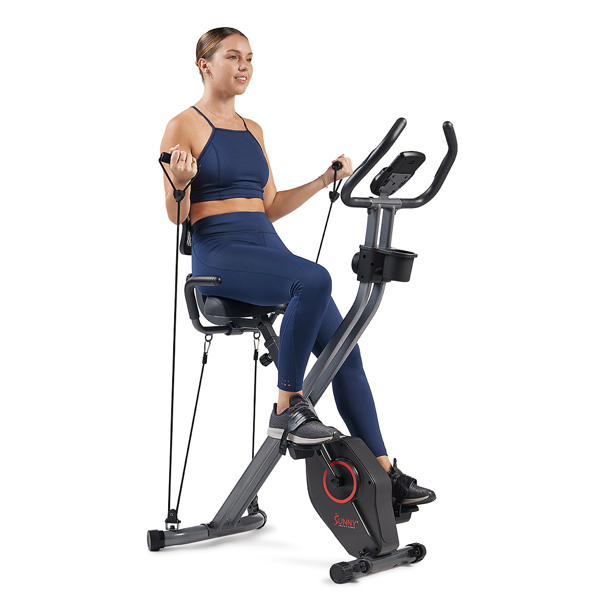 Sunny Health & Fitness Foldable Magnetic Recumbent Exercise X-Bike