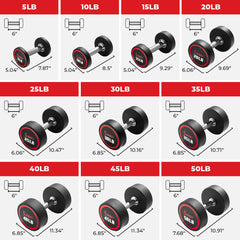 Sunny Health & Fitness Sunny Strength™ Premium Polyurethane Round Dumbbell 5 - 55LBS