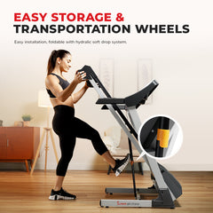 Sunny Health & Fitness Auto Incline Treadmill w/ Speakers, Bluetooth, and Phone Function