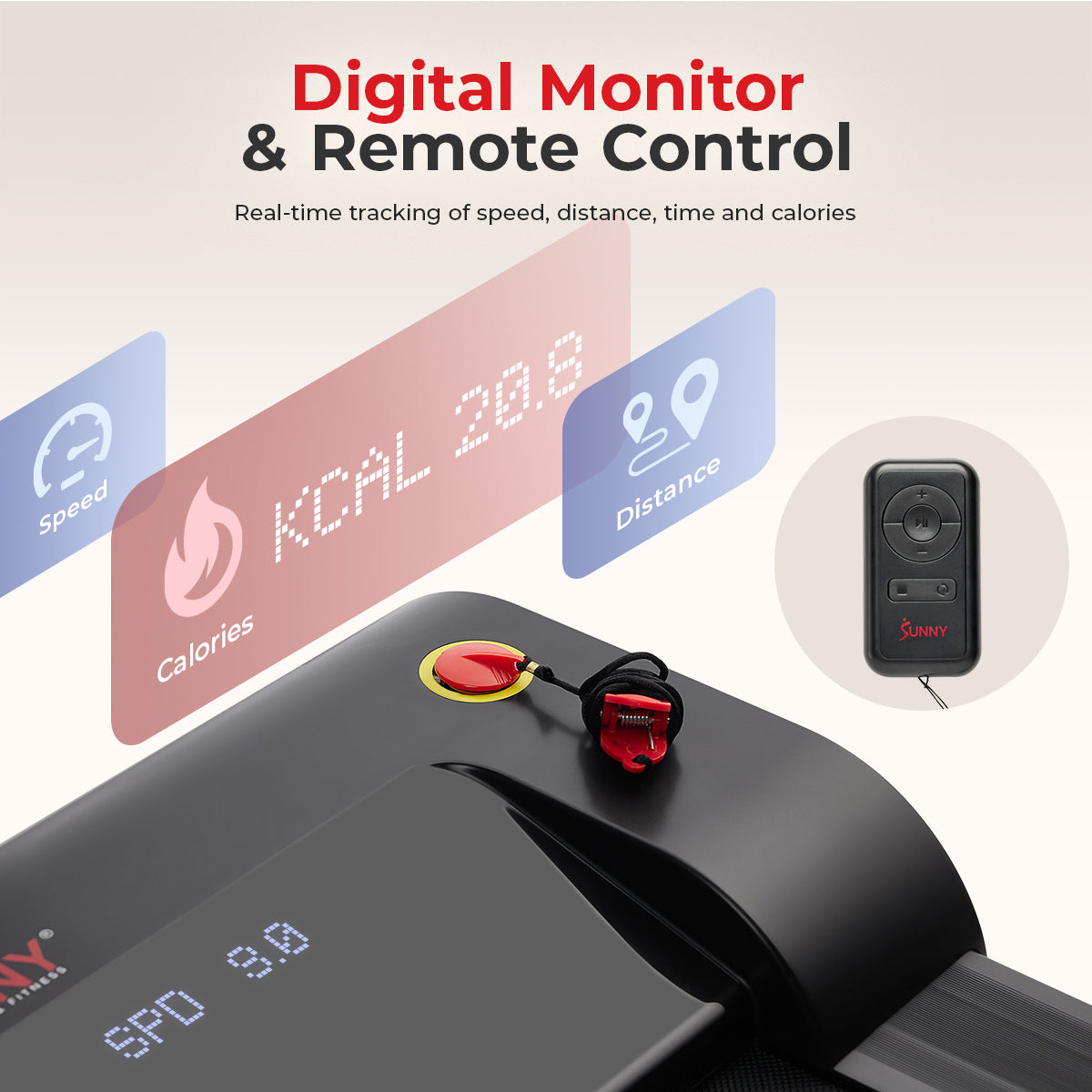 Sunny Health & Fitness Under Desk Walking Pad Smart Treadmill