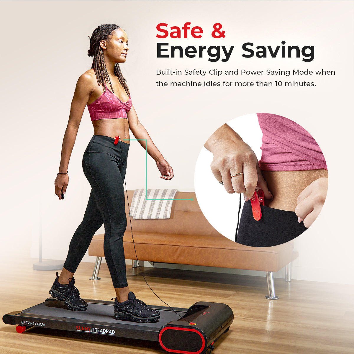 Sunny Health & Fitness Under Desk Walking Pad Smart Treadmill