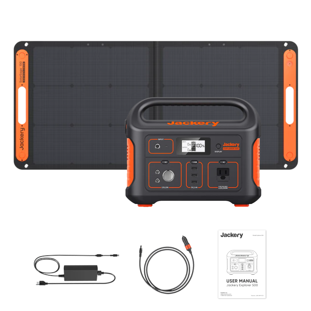 Jackery Solar Generator 500 + SolarSaga 100W Portable Solar Panel ...
