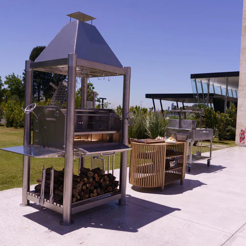 Tagwood BBQ Argentine Santa Maria Wood Fire & Charcoal Gaucho Grill all Stainless Steel | BBQ02SS OPEN FIRE COOKING - PRE-ORDER