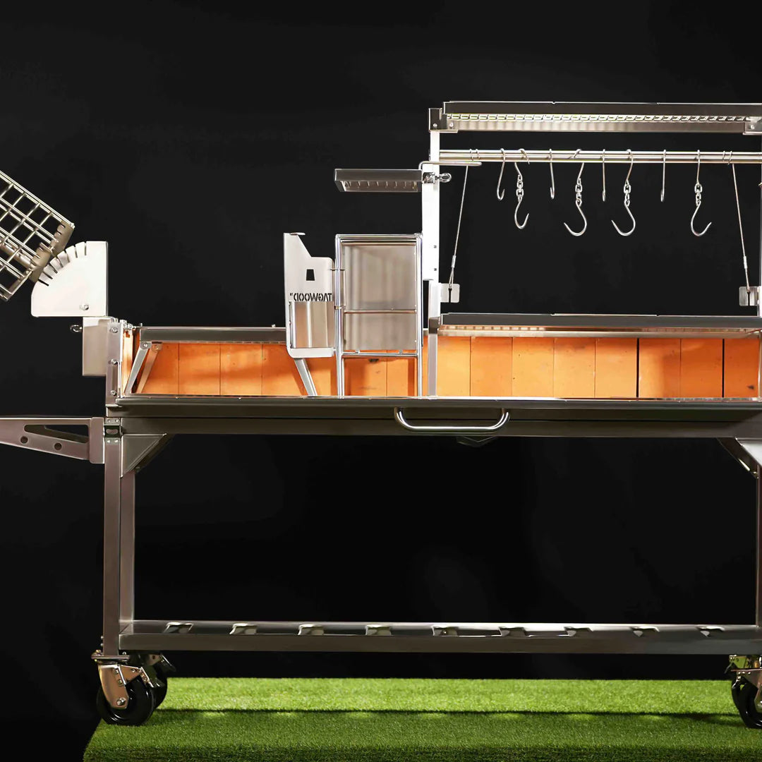 Santa Maria Style Grill enhanced with a 360° rotating Clamp Grill Tagwood BBQ06SS 5 Cooking Zones with a Firebox | PRE-ORDER