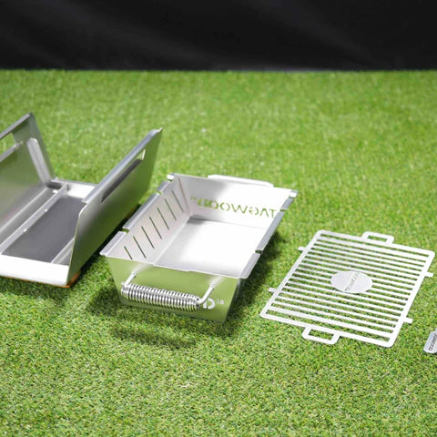 Tagwood BBQ Table Top Warming Brazier | Stainless steel and Acacia wood | BBQ07SS--