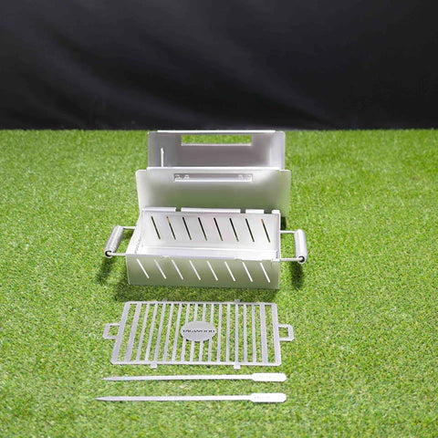 Tagwood BBQ Table Top Warming Brazier | Stainless steel and Acacia wood | BBQ07SS--