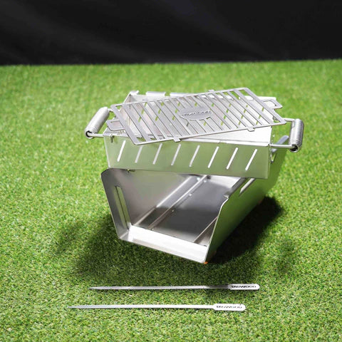 Tagwood BBQ Table Top Warming Brazier | Stainless steel and Acacia wood | BBQ07SS--