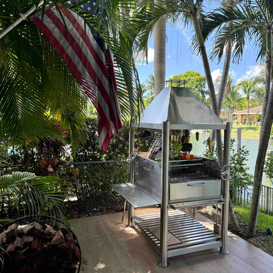 Argentine Santa Maria BBQ Grill All Stainless Steel with Brasero and Accessories Tagwood BBQ12SS