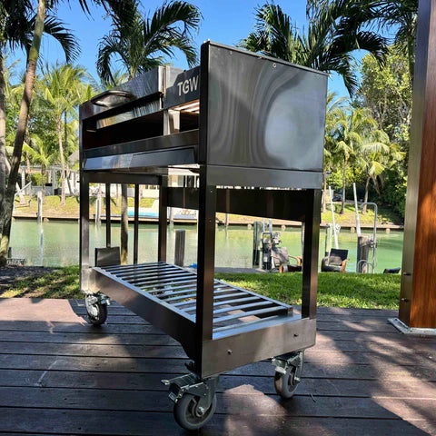 Argentinian Freestanding Charcoal Grill Tagwood BBQ18SS 304 SS with Shovel Poker & Heavy-Duty Casters for Mobility - PRE-ORDER
