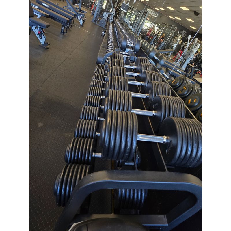 TROY PFD-R Pro-Style Black Dumbbell Straight Handle & Rubber Endcaps