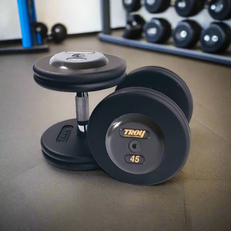 TROY PFDC-R Pro-Style Black Dumbbell Contoured Handle & Rubber Endcaps
