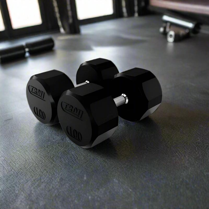 Troy TSD-R 12-Sided Rubber Encased Dumbbell Sets (5 lb Increments)