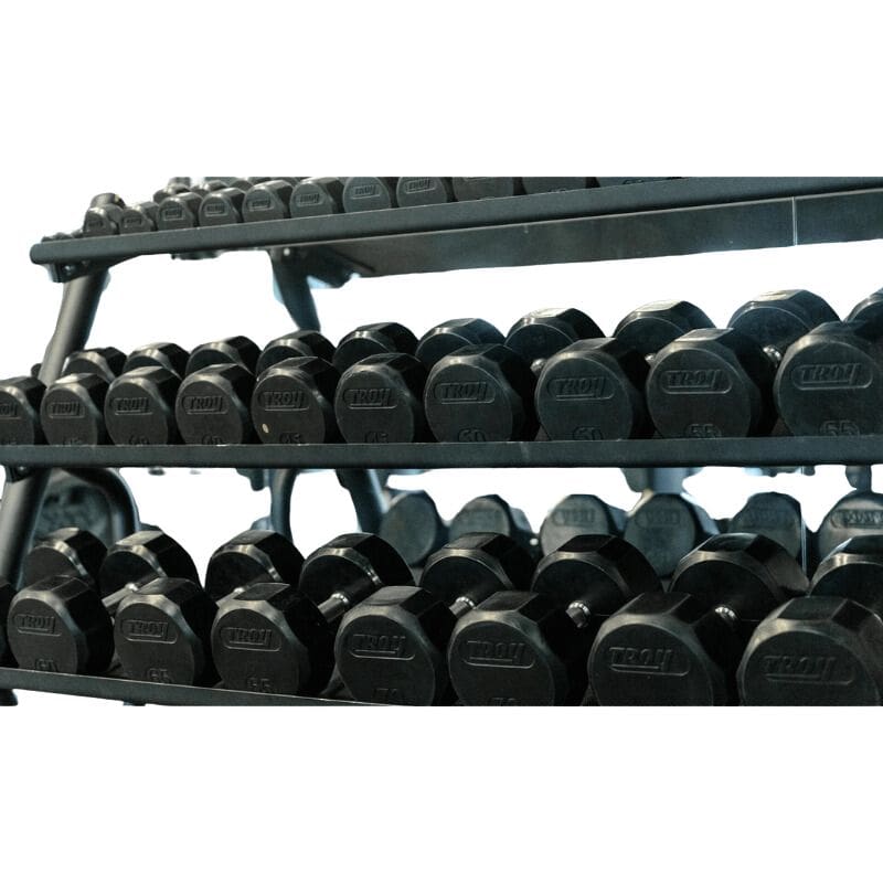 Troy TSD-R 12-Sided Rubber Encased Dumbbell Sets (5 lb Increments)
