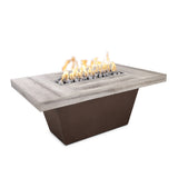 The Outdoor Plus Tacoma Wood Grain Concrete and Steel Fire Table plus Free Cover