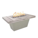 The Outdoor Plus Tacoma Wood Grain Concrete and Steel Fire Table plus Free Cover