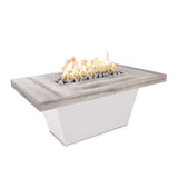 The Outdoor Plus Tacoma Wood Grain Concrete and Steel Fire Table plus Free Cover