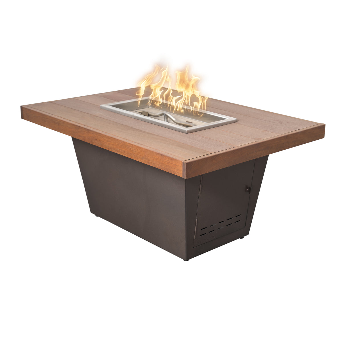 The Outdoor Plus Tacoma Wood Grain Concrete and Steel Fire Table plus Free Cover