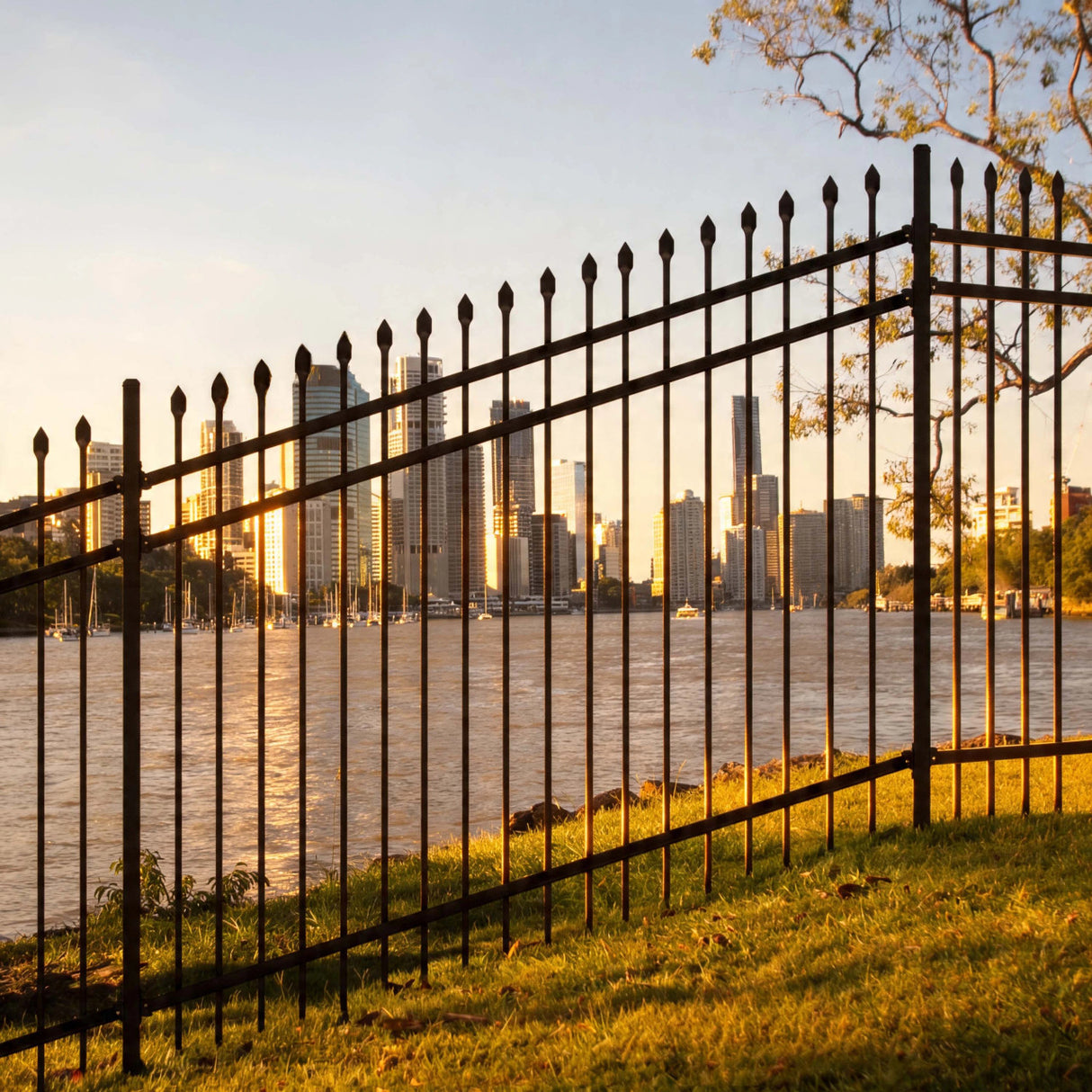 Aleko Commercial Grade Steel Fence Kit – Tokyo Style – 8 Panels (8x6 ft.) for Flat and Sloped Installation