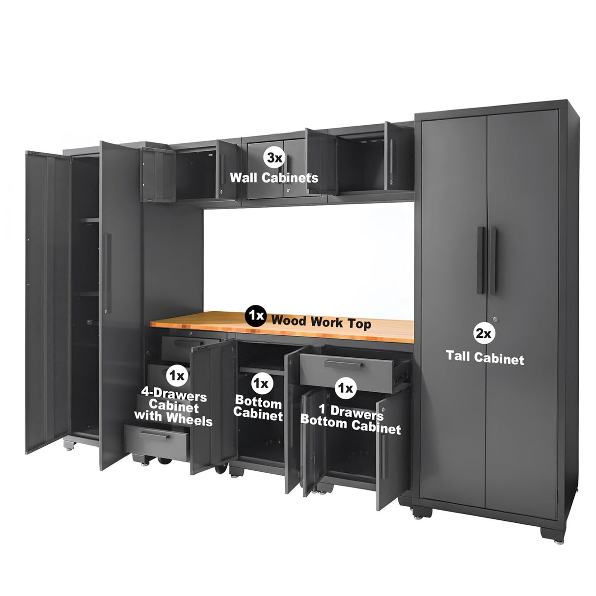 9-Piece Garage Storage Cabinet Set