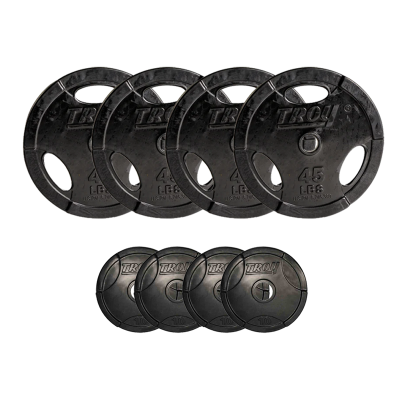 Troy 520 lbs Inter-Locking Rubber Encased Grip Plates (16 x 10 lbs and 8 x 45 lbs)