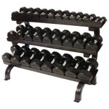 Troy 5 lb to 75 lb 12-sided Rubber Dumbbells Set with VTX shelf rack