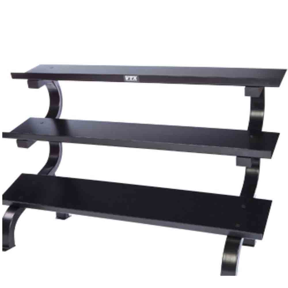 Troy 5 lb to 75 lb 12-sided Rubber Dumbbells Set with VTX shelf rack