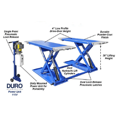 MR6.5K-38, 6,500 lb Mid-Rise Portable Scissor Car Lift