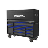 Boxo Pro Series | Loaded 72" 14-Drawer Garage Top Rolling Tool Box | Black